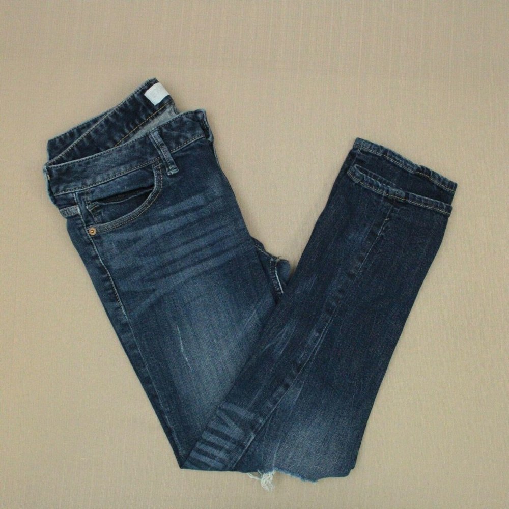 Express Modern Boyfriend Jeans Women's Size 0 Distressed Medium Wash Denim